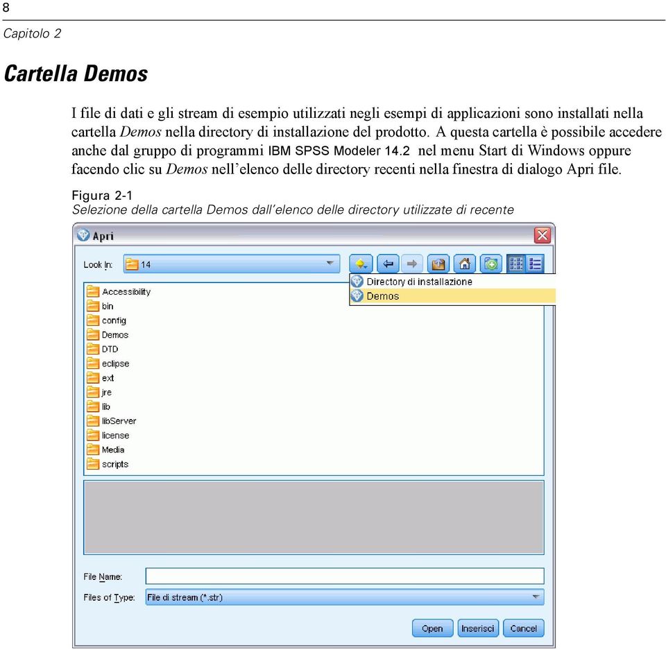 A questa cartella è possibile accedere anche dal gruppo di programmi IBM SPSS Modeler 14.