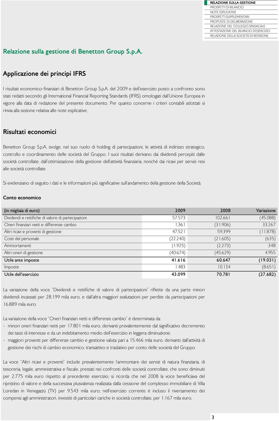 SOCIETÁ DI REVISIONE Relazione sulla gestione di Benetton Group S.p.A.