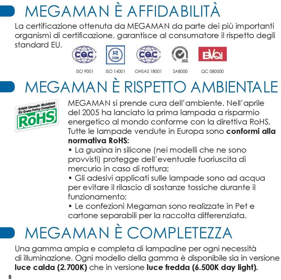 Nell aprile del 2005 ha lanciato la prima lampada a risparmio energetico al mondo conforme con la direttiva RoHS.