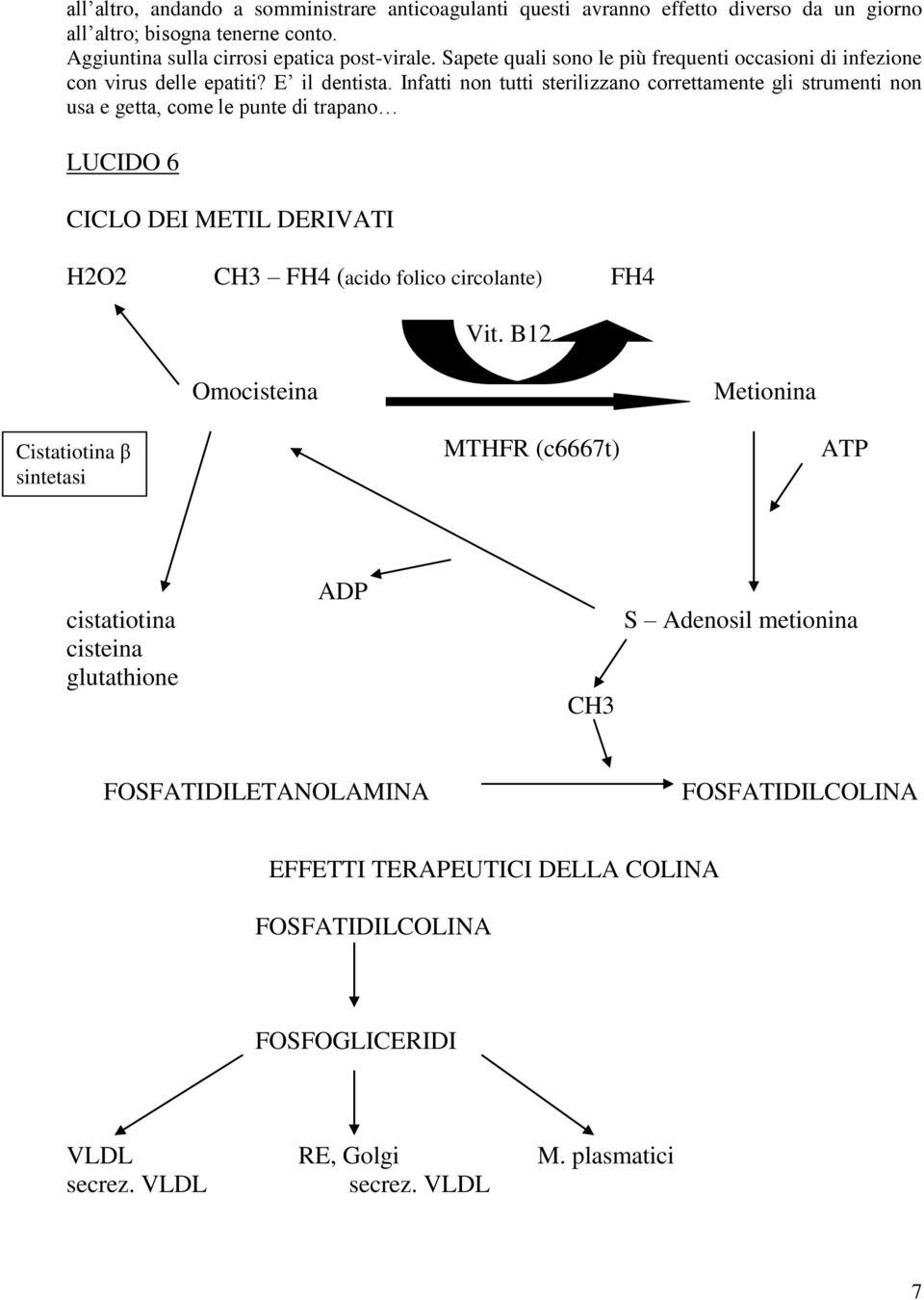 Infatti non tutti sterilizzano correttamente gli strumenti non usa e getta, come le punte di trapano LUCIDO 6 CICLO DEI METIL DERIVATI H2O2 CH3 FH4 (acido folico circolante) FH4 Vit.