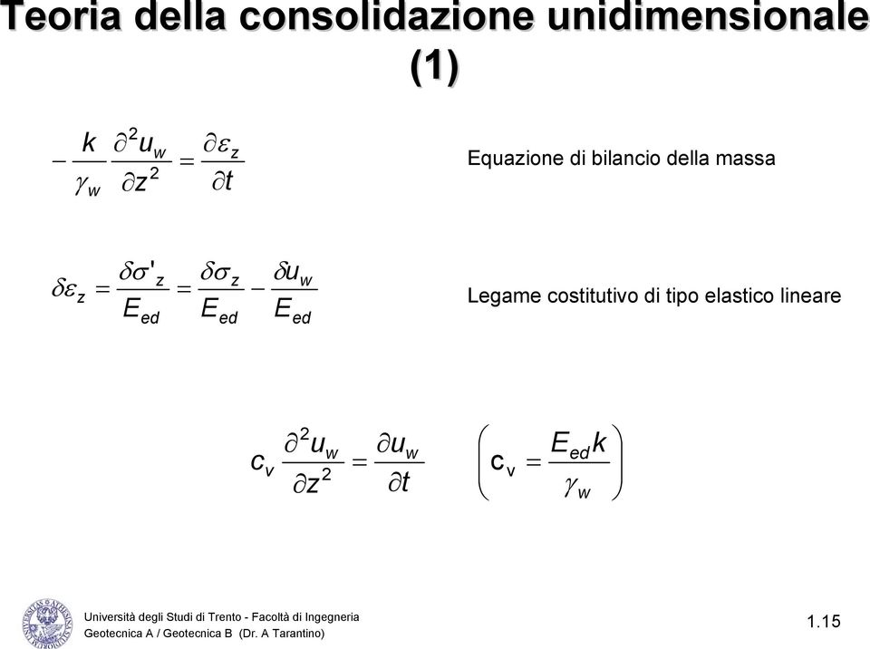 δσ ' E ed z δσ z E ed δu E w ed Legame costitutivo