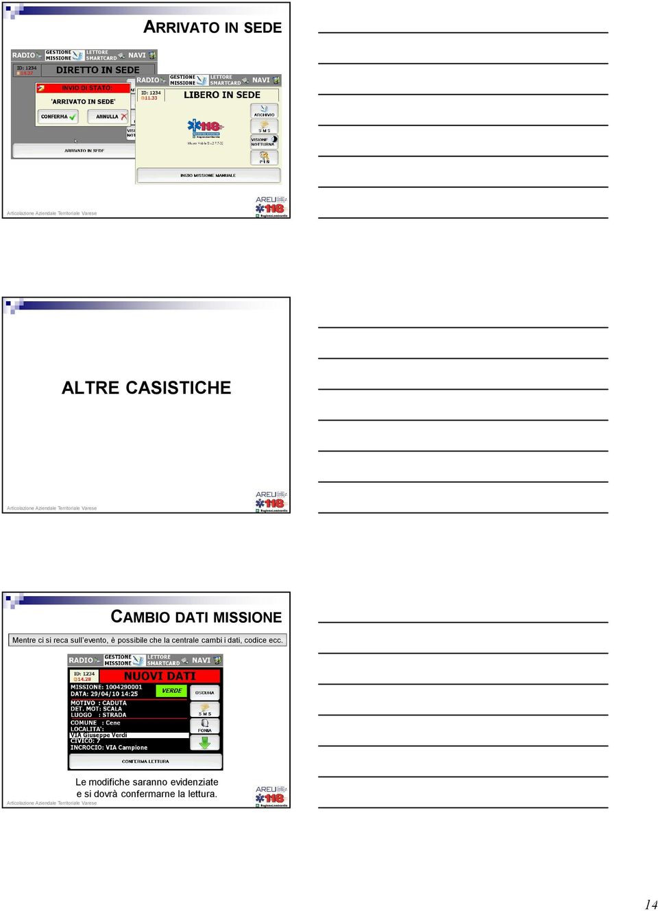 che la centrale cambi i dati, codice ecc.