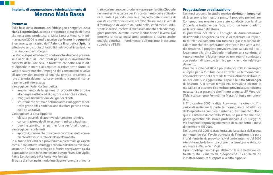 fattibilità relativo all installazione di un impianto a turbogas.