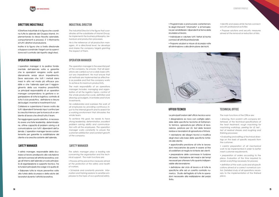 Industrial Director The Industrial Director is the figure that coordinates all the subsidiaries of Mamé Group, he implements the business philosophy, behaviours and production processes.