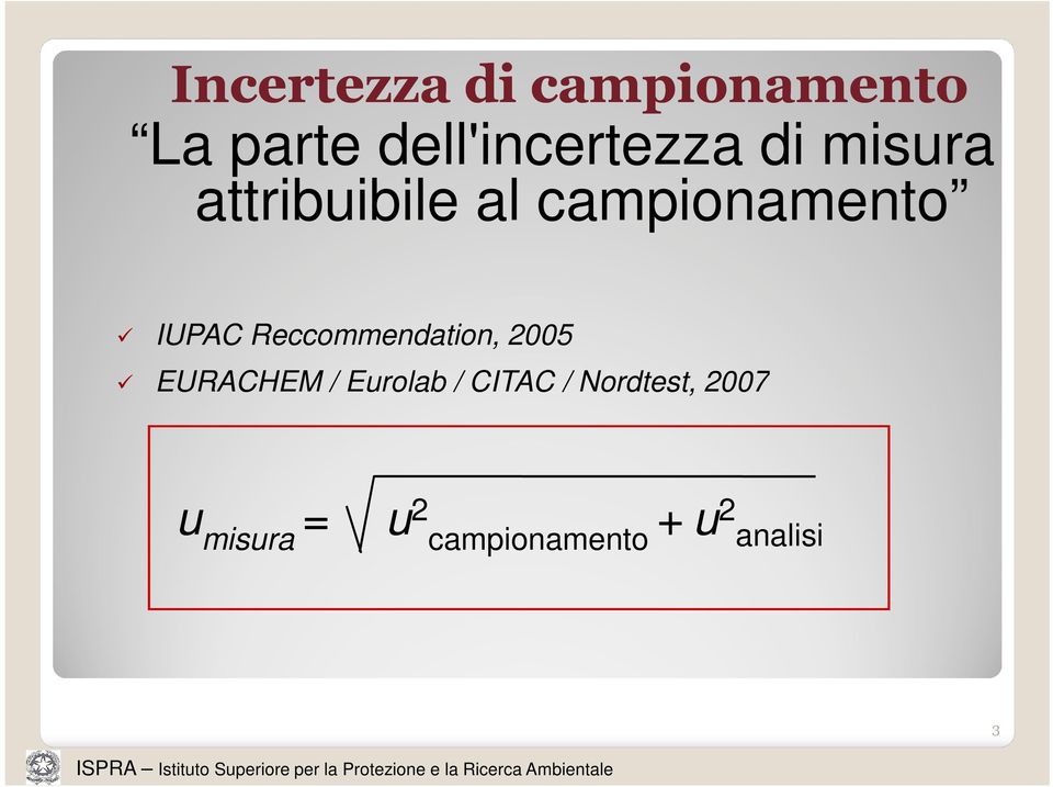 campionamento IUPAC Reccommendation, 005 EURACHEM