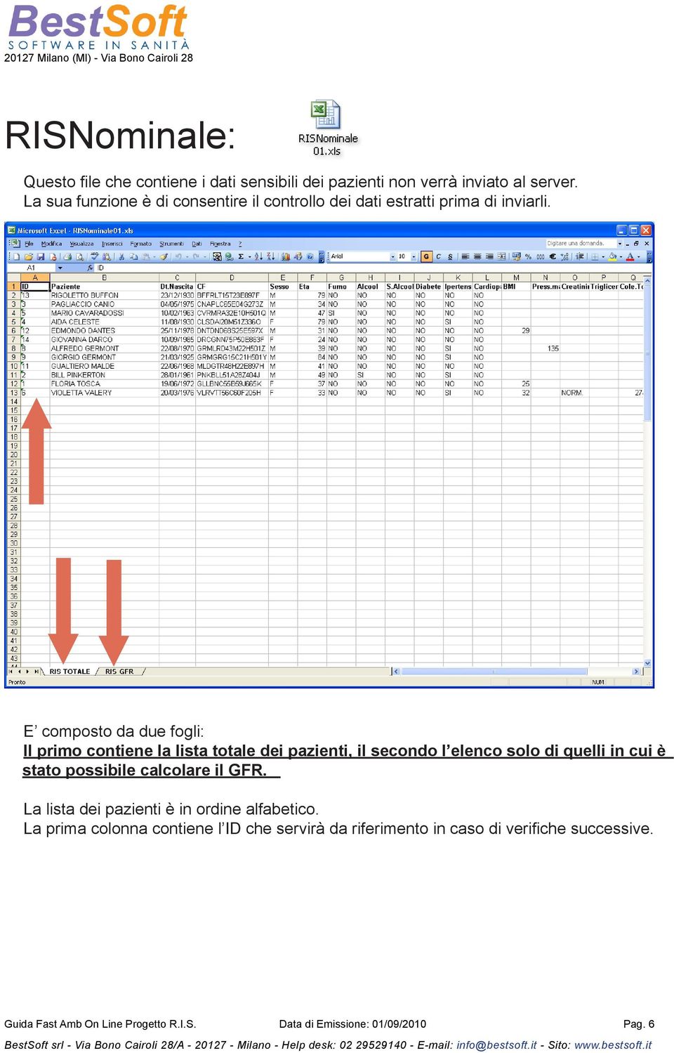 E composto da due fogli: Il primo contiene la lista totale dei pazienti, il secondo l elenco solo di quelli in cui è stato
