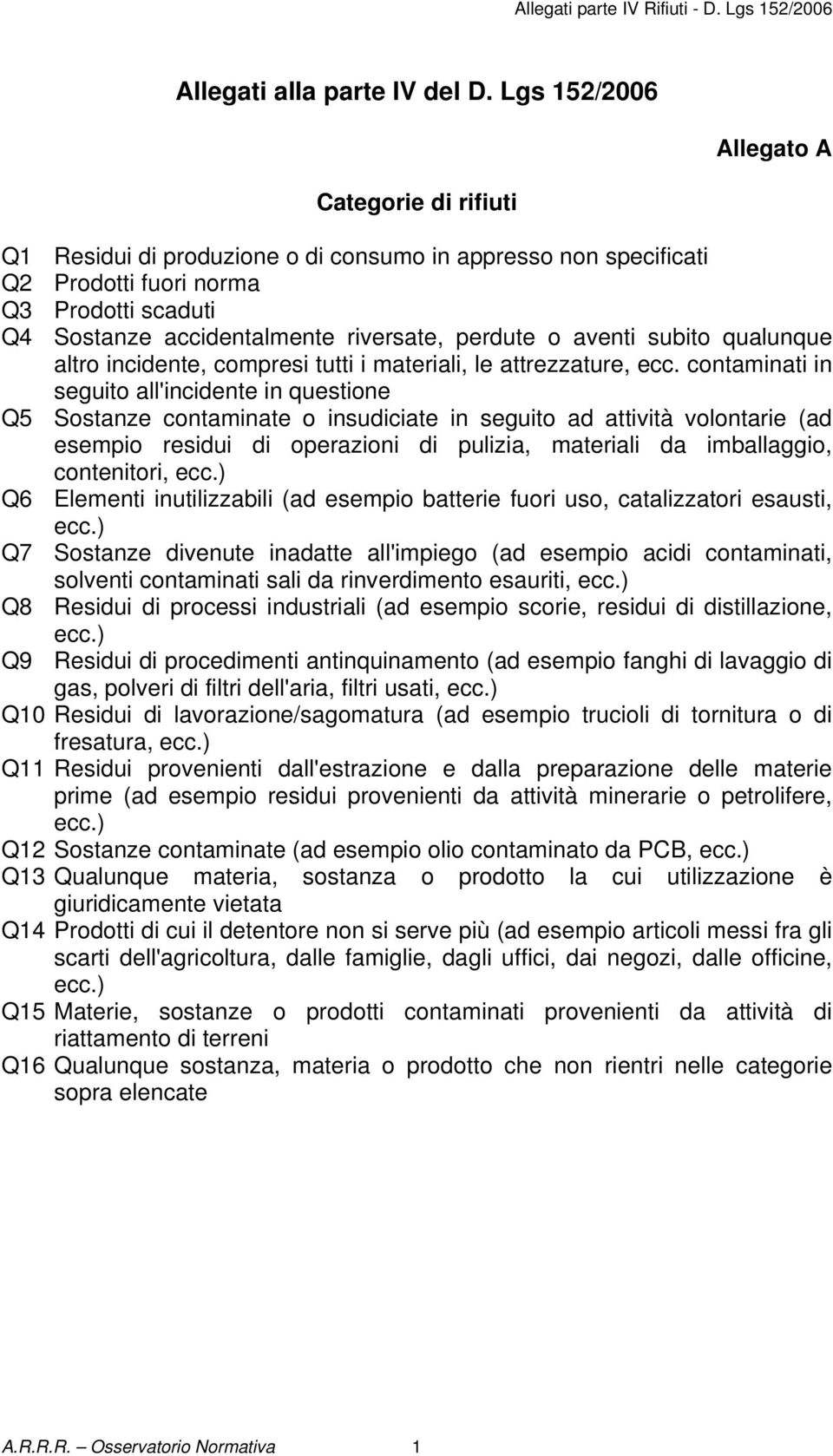 perdute o aventi subito qualunque altro incidente, compresi tutti i materiali, le attrezzature, ecc.