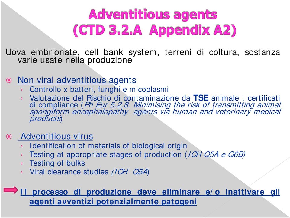 Minimising the risk of transmitting animal spongiform encephalopathy agents via human and veterinary medical products) Adventitious virus Identification of materials