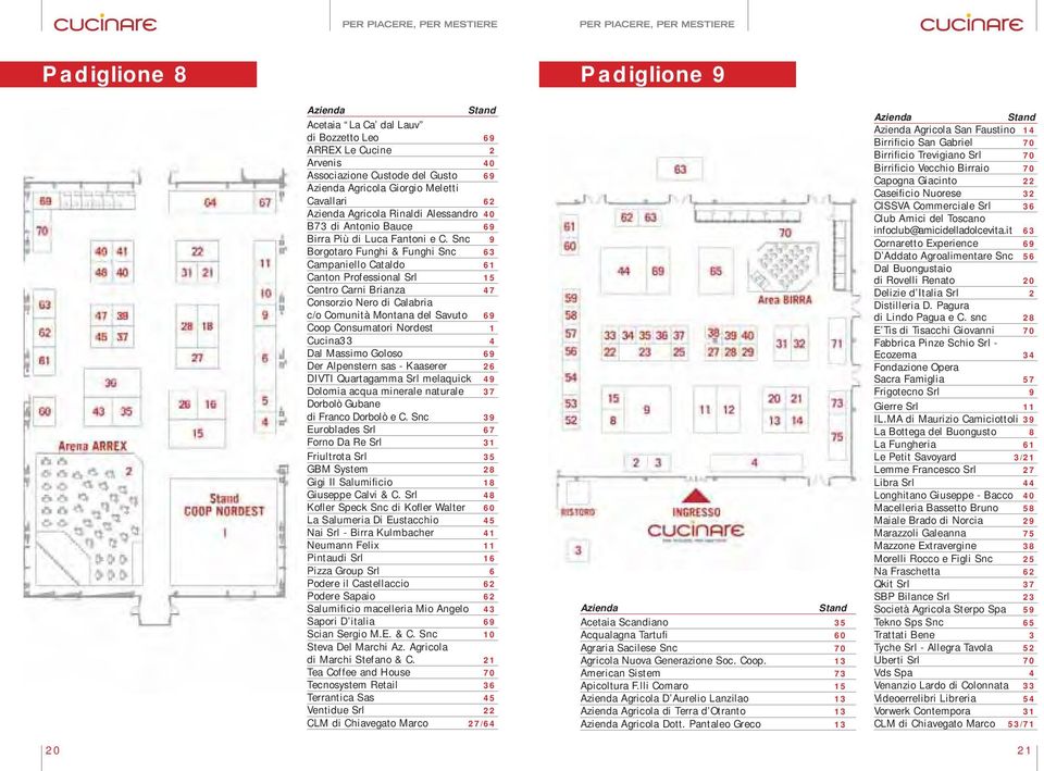 Snc 9 Borgotaro Funghi & Funghi Snc 63 Campaniello Cataldo 61 Canton Professional Srl 15 Centro Carni Brianza 47 Consorzio Nero di Calabria c/o Comunità Montana del Savuto 69 Coop Consumatori Nordest