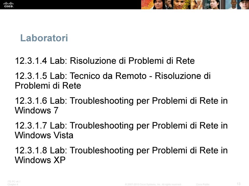 3.1.8 Lab: Troubleshooting per Problemi di Rete in Windows XP 13