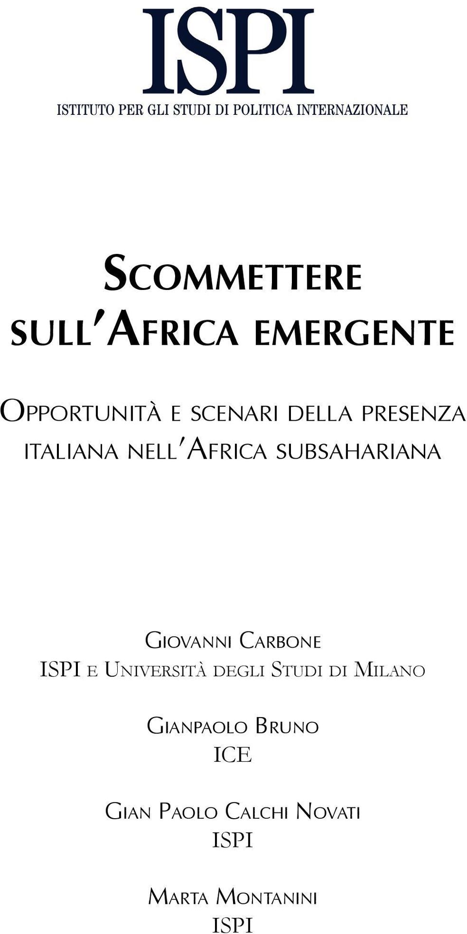 Carbone ISPI e Università degli Studi di Milano Gianpaolo