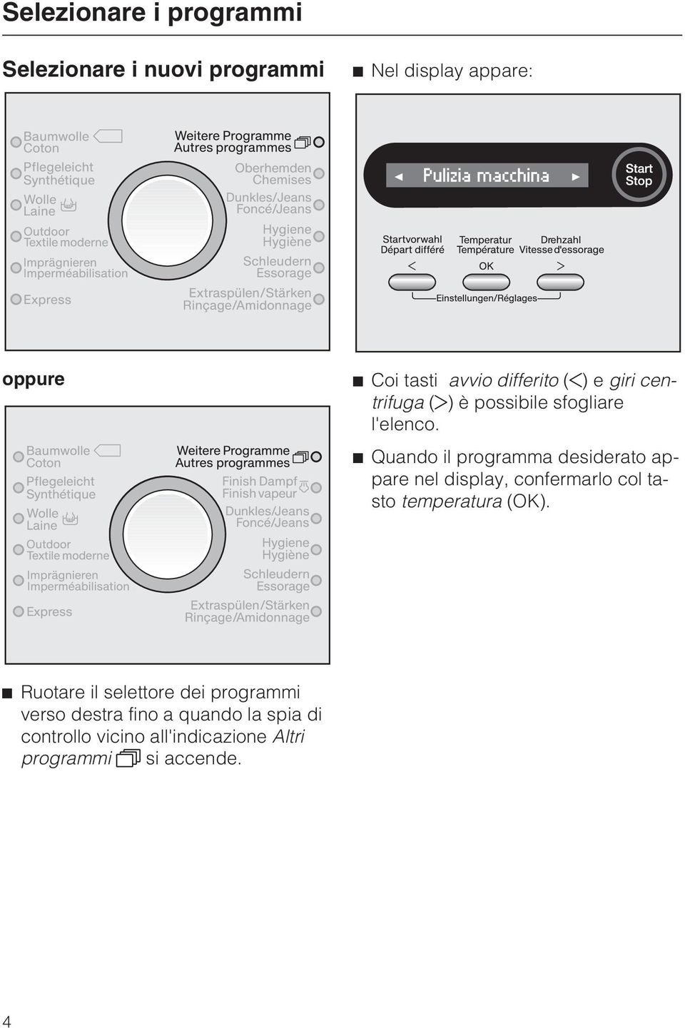 Quando il programma desiderato appare nel display, confermarlo col tasto temperatura (OK).