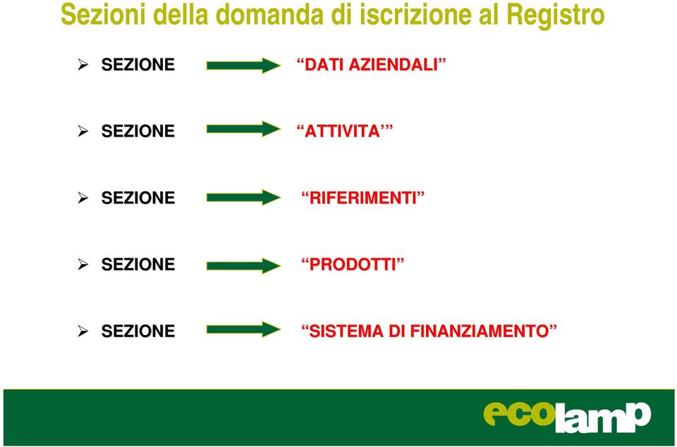 ATTIVITA SEZIONE RIFERIMENTI SEZIONE