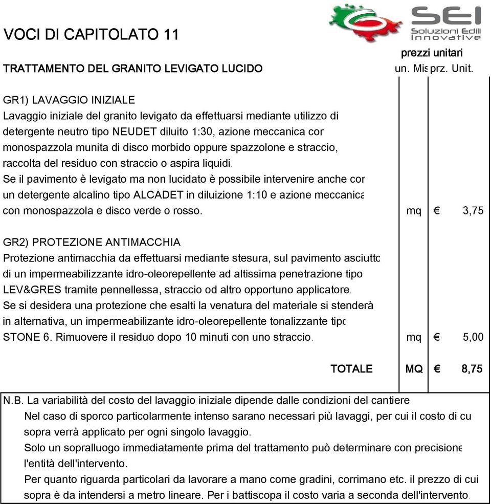 oppure spazzolone e straccio, raccolta del residuo con straccio o aspira liquidi.