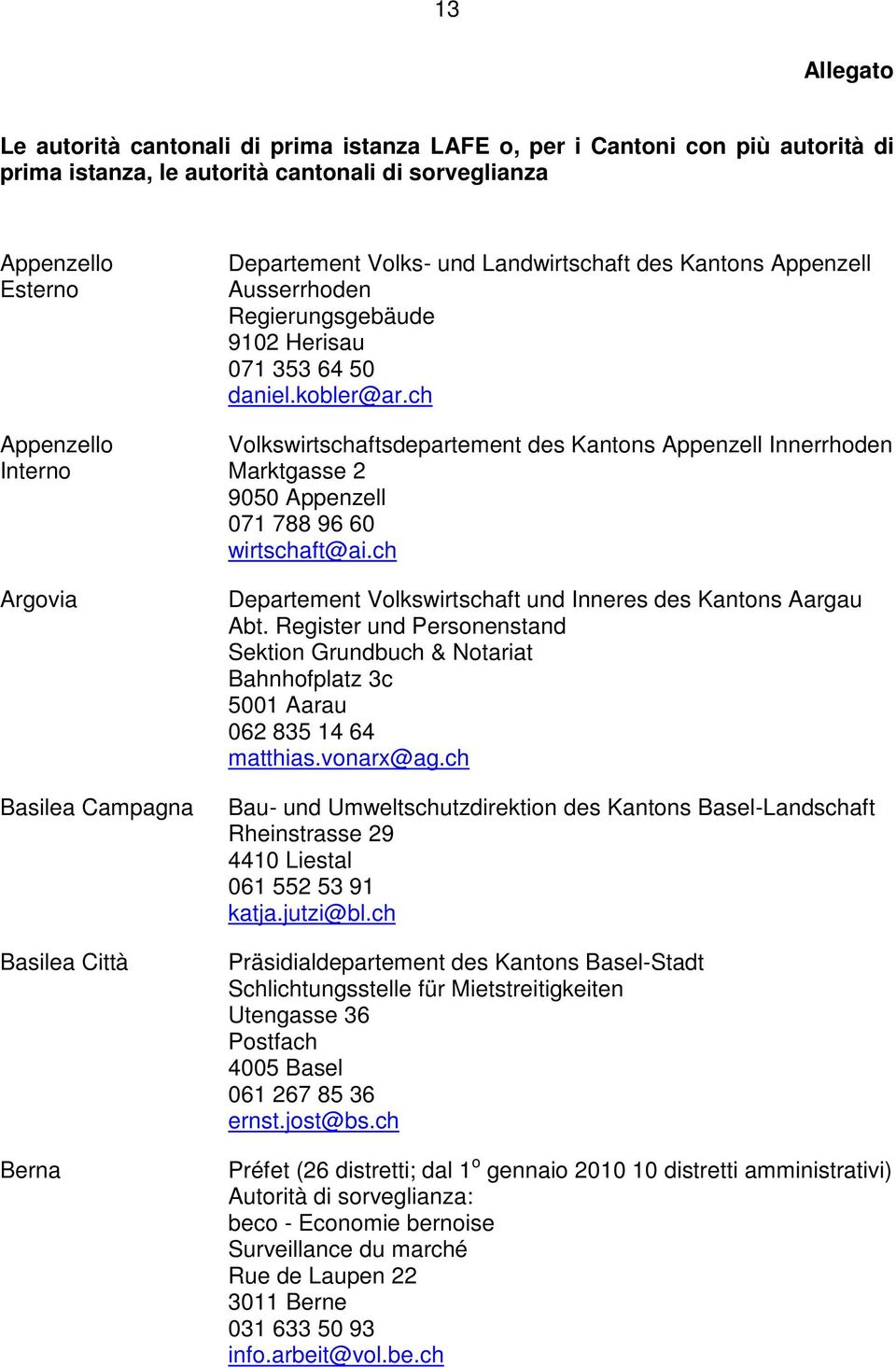 ch Volkswirtschaftsdepartement des Kantons Appenzell Innerrhoden Marktgasse 2 9050 Appenzell 071 788 96 60 wirtschaft@ai.ch Departement Volkswirtschaft und Inneres des Kantons Aargau Abt.