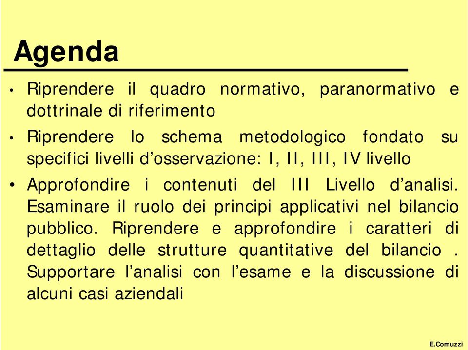 Esaminare il ruolo dei principi applicativi nel bilancio pubblico.