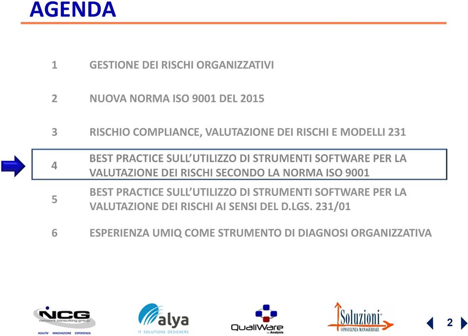 VALUTAZIONE DEI RISCHI SECONDO LA NORMA ISO 9001 BEST PRACTICE SULL UTILIZZO DI STRUMENTI SOFTWARE PER