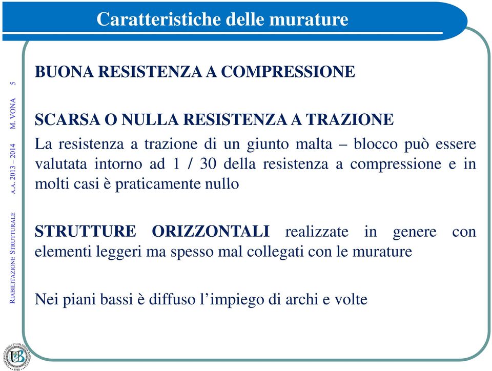 a compressione e in molti casi è praticamente nullo STRUTTURE ORIZZONTALI realizzate in genere con