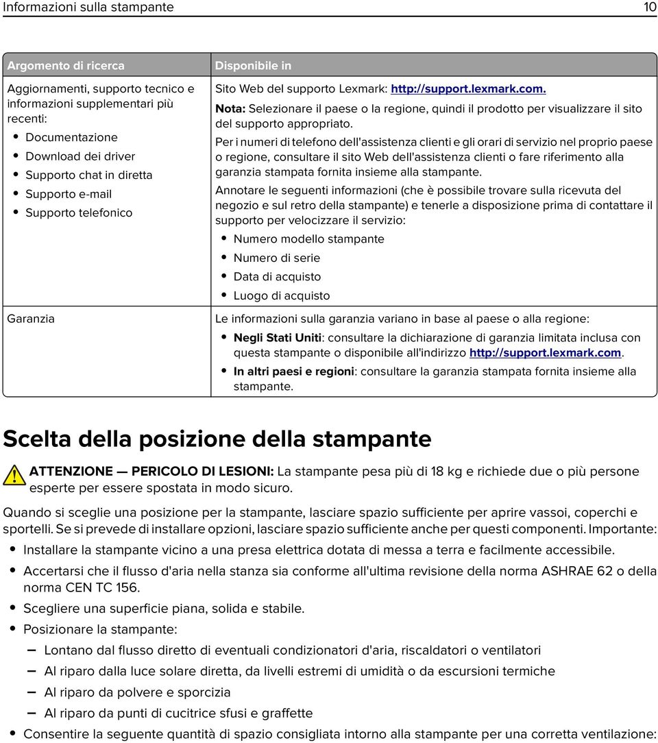 Nota: Selezionare il paese o la regione, quindi il prodotto per visualizzare il sito del supporto appropriato.