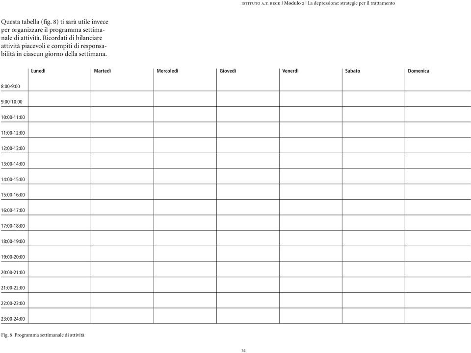 Ricordati di bilanciare attività piacevoli e compiti di responsabilità in ciascun giorno della settimana.