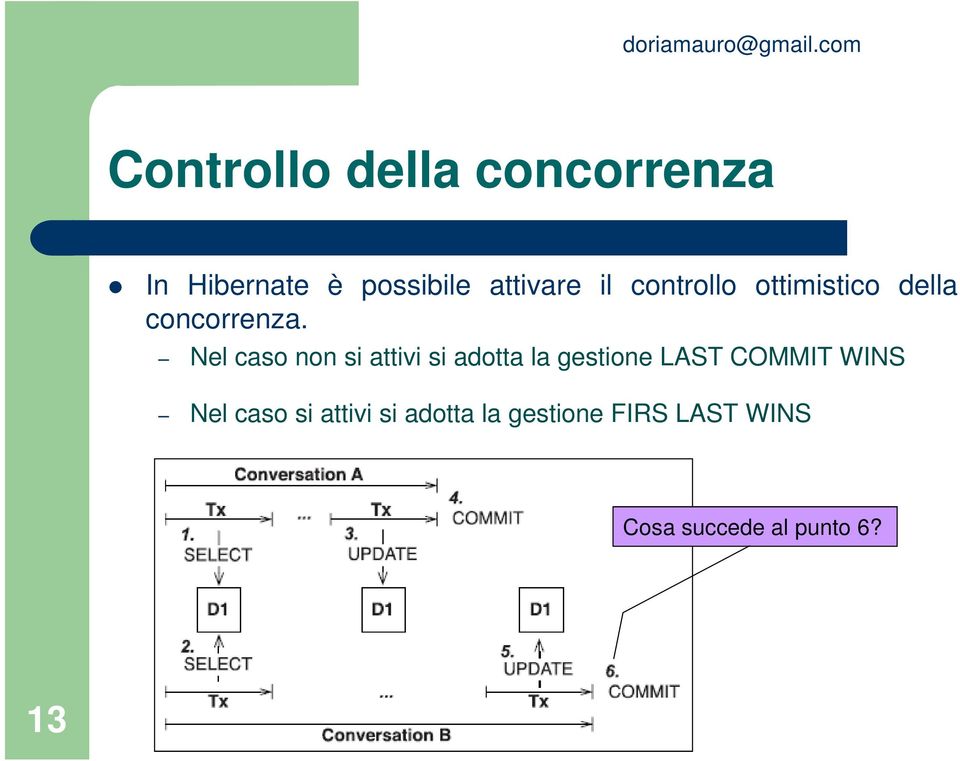 Nel caso non si attivi si adotta la gestione LAST COMMIT WINS