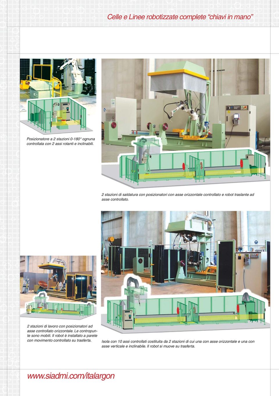 2 stazioni di lavoro con posizionatori ad asse controllato orizzontale. Le contropunte sono mobili.