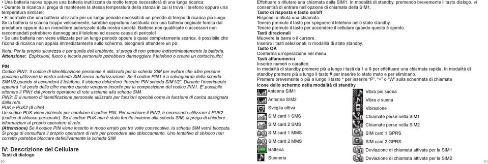 Se la batteria si scarica troppo velocemente, sarebbe opportuno sostituirla con una batteria originale fornita dal produttore oppure da un rivenditore autorizzato dalla nostra società.