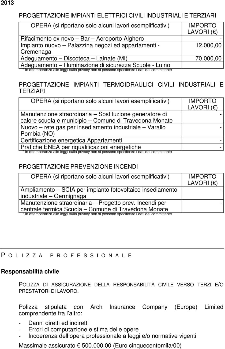 industriale Varallo Pombia (NO) Certificazione energetica Appartamenti Pratiche ENEA per riqualificazioni energetiche Ampliamento SCIA per impianto fotovoltaico insediamento industriale Germignaga