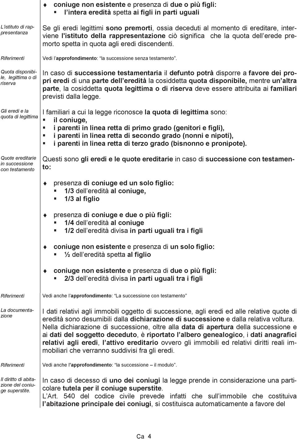 Vedi l approfondimento: la successione senza testamento.