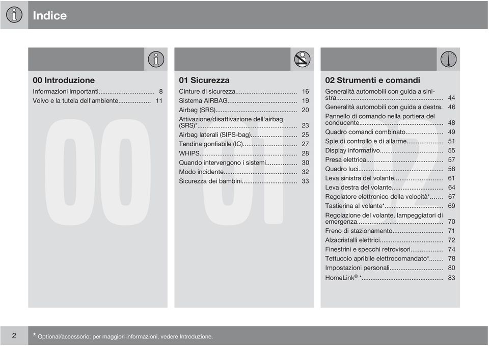 .. 48 Airbag laterali (SIPS-bag)... 25 Quadro comandi combinato... 49 Tendina gonfiabile (IC)... 27 Spie di controllo e di allarme... 51 WHIPS... 28 Display informativo.