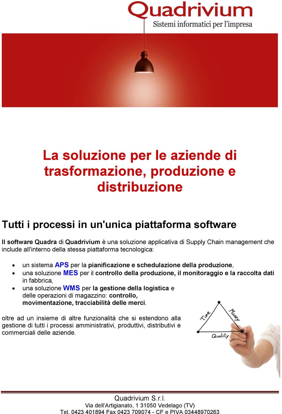 produzione, il monitoraggio e la raccolta dati in fabbrica, una soluzione WMS per la gestione della logistica e delle operazioni di magazzino: controllo, movimentazione, tracciabilità delle merci.