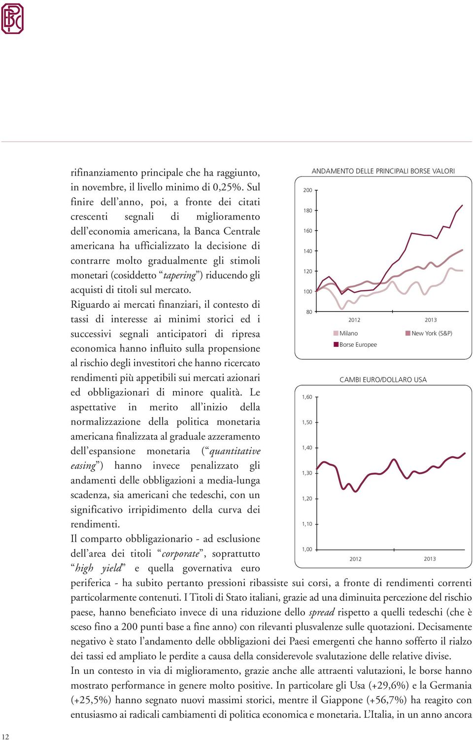 molto gradualmente gli stimoli monetari (cosiddetto tapering ) riducendo gli 120 acquisti di titoli sul mercato.