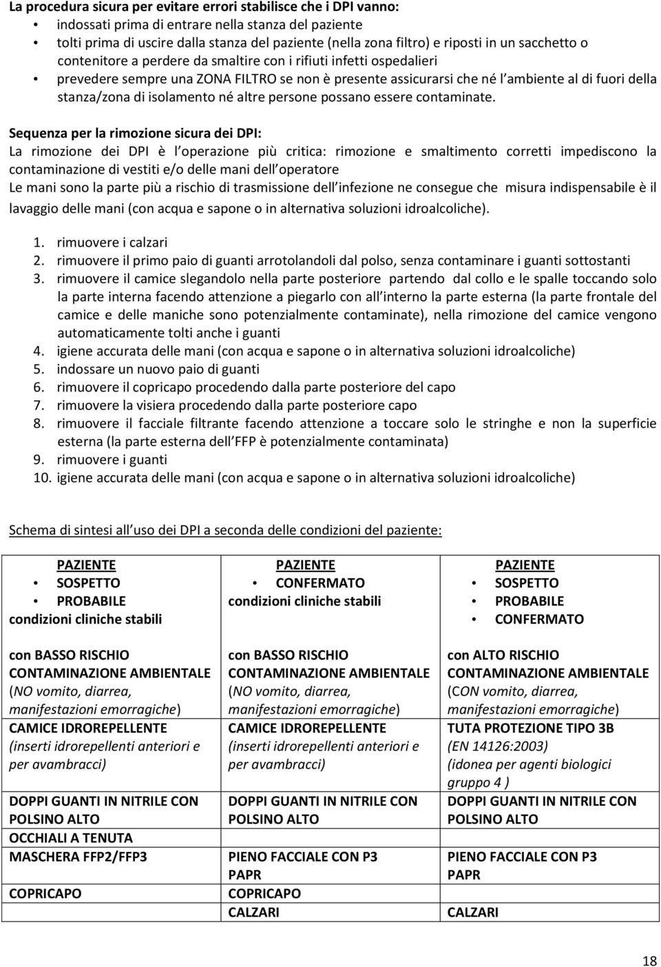 isolamento né altre persone possano essere contaminate.