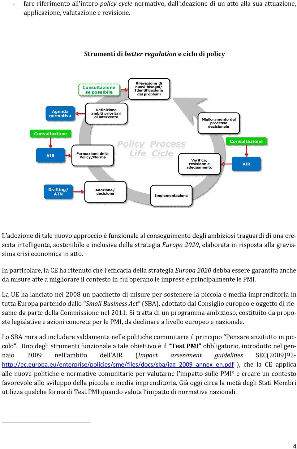 di intervento Formazione della Policy/rma Policy Process Life Cicle Verifica, revisione e adeguamento Miglioramento del processo decisionale Consultazione VIR Drafting/ ATN Adozione/ decisione