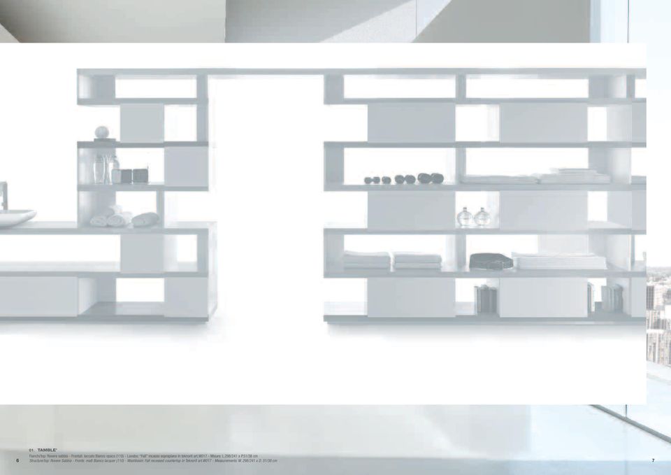 51/38 cm 6 Structure/top: Rovere Sabbia - Fronts: matt Bianco lacquer (110) -