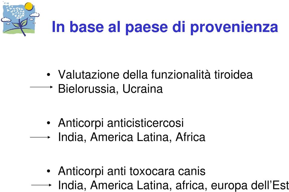anticisticercosi India, America Latina, Africa Anticorpi