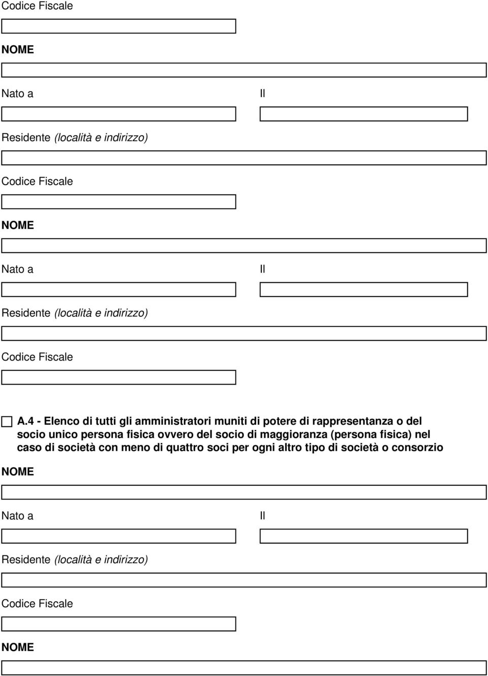 socio di maggioranza (persona fisica) nel caso di società con