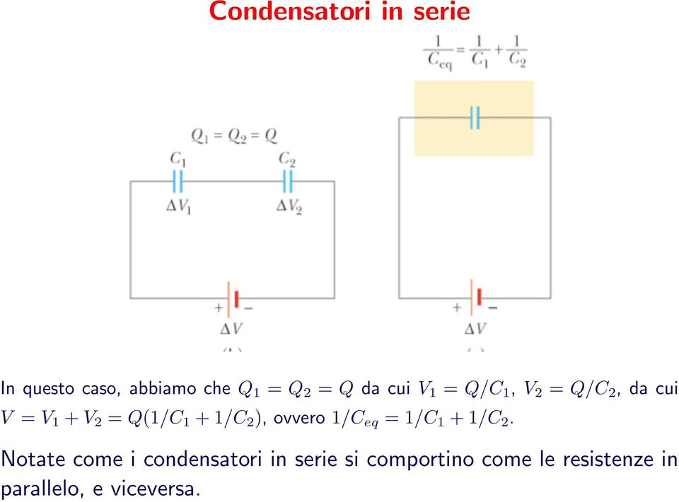 2 ), ovvero 1/C eq = 1/C 1 + 1/C 2.