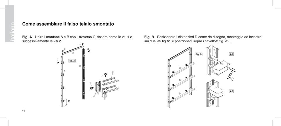 successivamente le viti 2. 1 1 2 C 2 Fig.A A B A C 1 2 Fig.