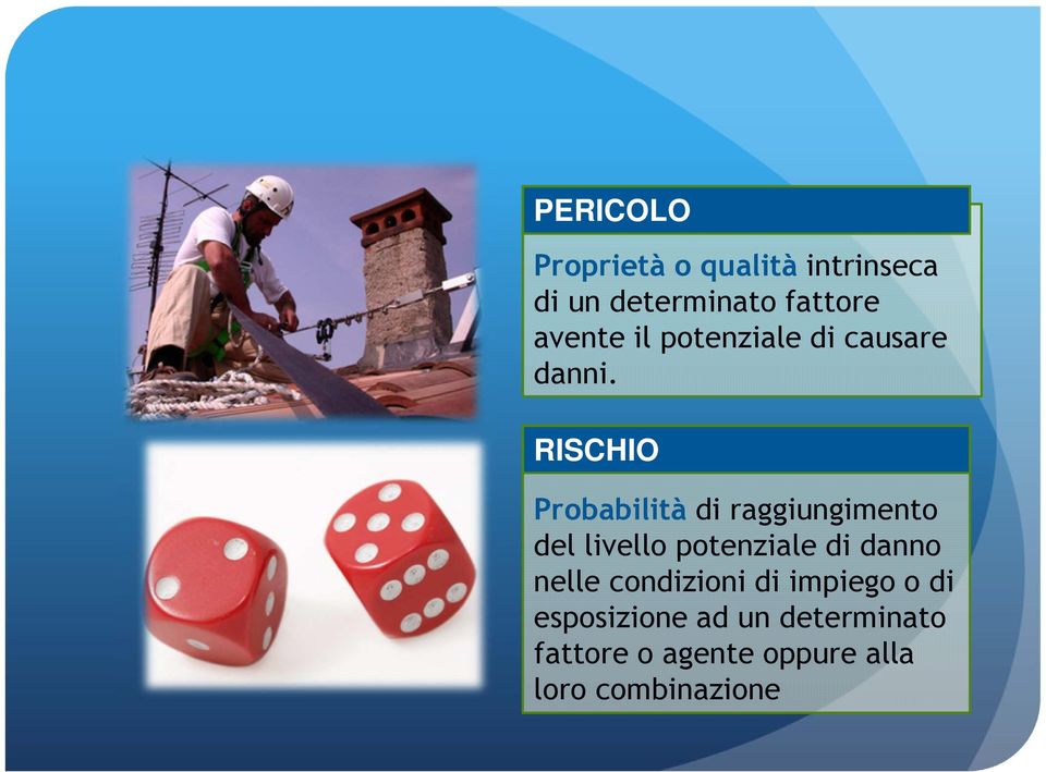 RISCHIO Probabilità di raggiungimento del livello potenziale di danno