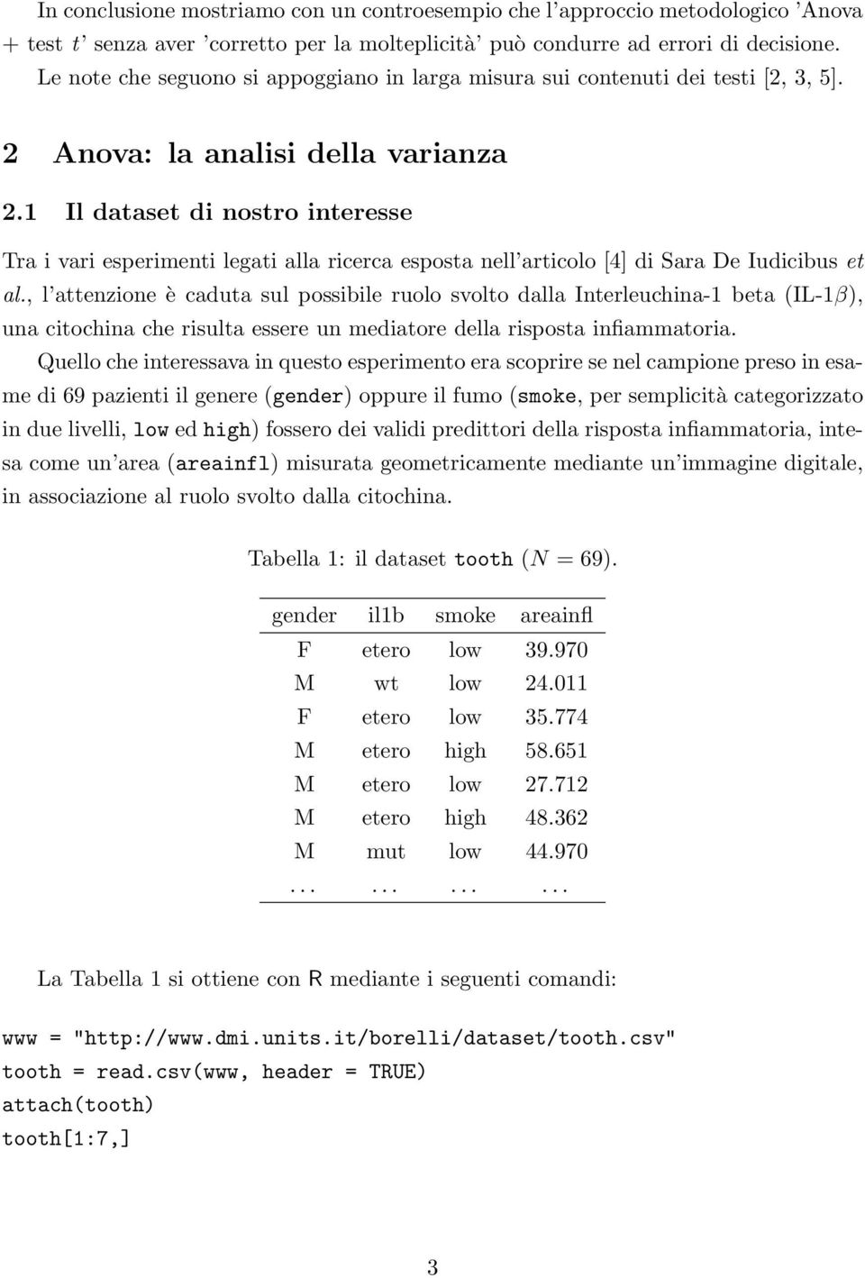 1 Il dataset di nostro interesse Tra i vari esperimenti legati alla ricerca esposta nell articolo [4] di Sara De Iudicibus et al.