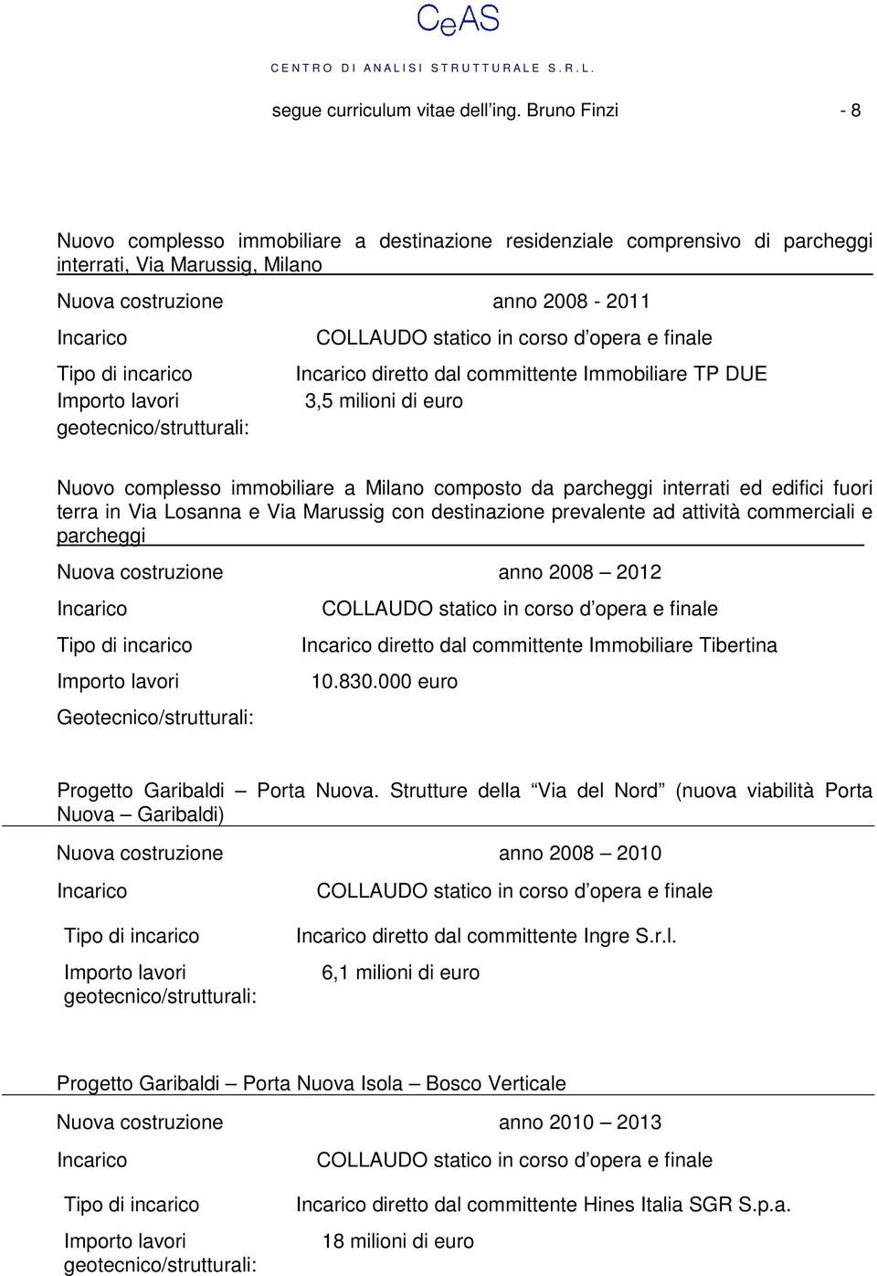 di euro Nuovo complesso immobiliare a Milano composto da parcheggi interrati ed edifici fuori terra in Via Losanna e Via Marussig con destinazione prevalente ad attività commerciali e parcheggi anno