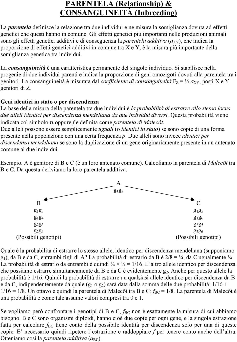 in comune tra X e Y, è la misura più importante della somiglianza genetica tra individui. La consanguineità è una caratteristica permanente del singolo individuo.