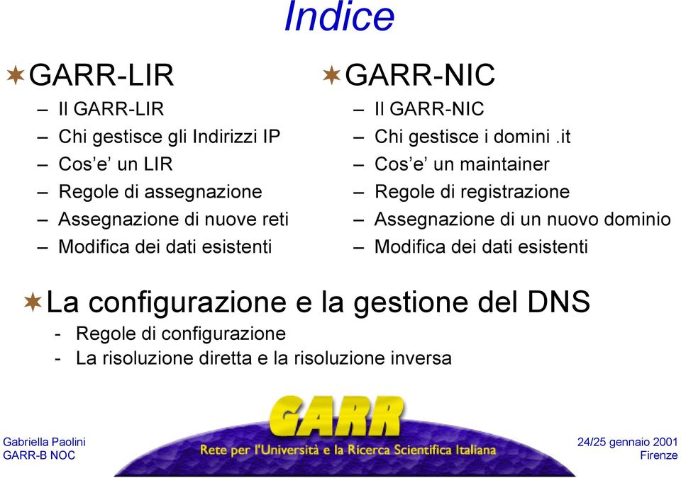 it Cos e un maintainer Regole di registrazione Assegnazione di un nuovo dominio Modifica dei dati