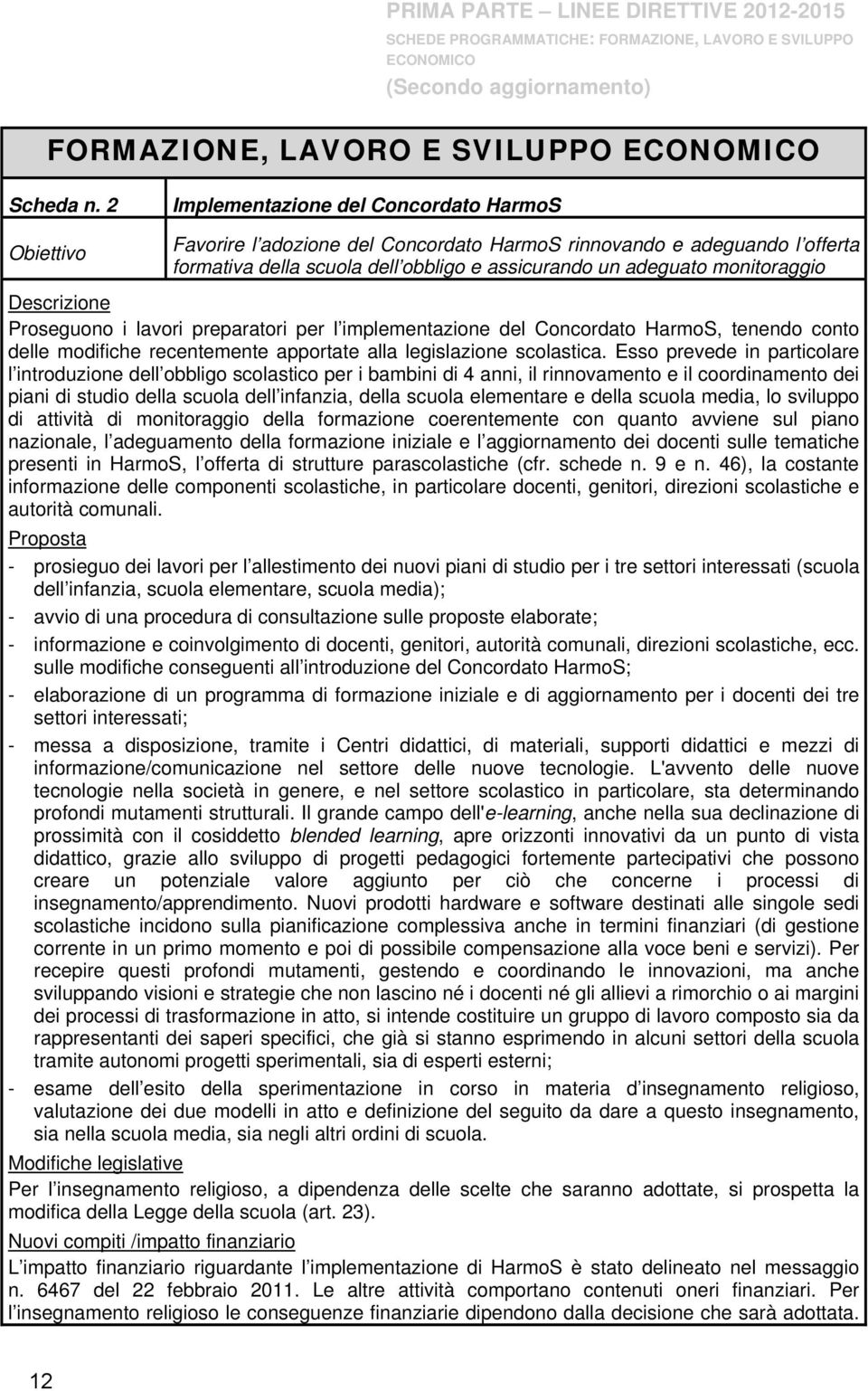 Descrizione Proseguono i lavori preparatori per l implementazione del Concordato HarmoS, tenendo conto delle modifiche recentemente apportate alla legislazione scolastica.