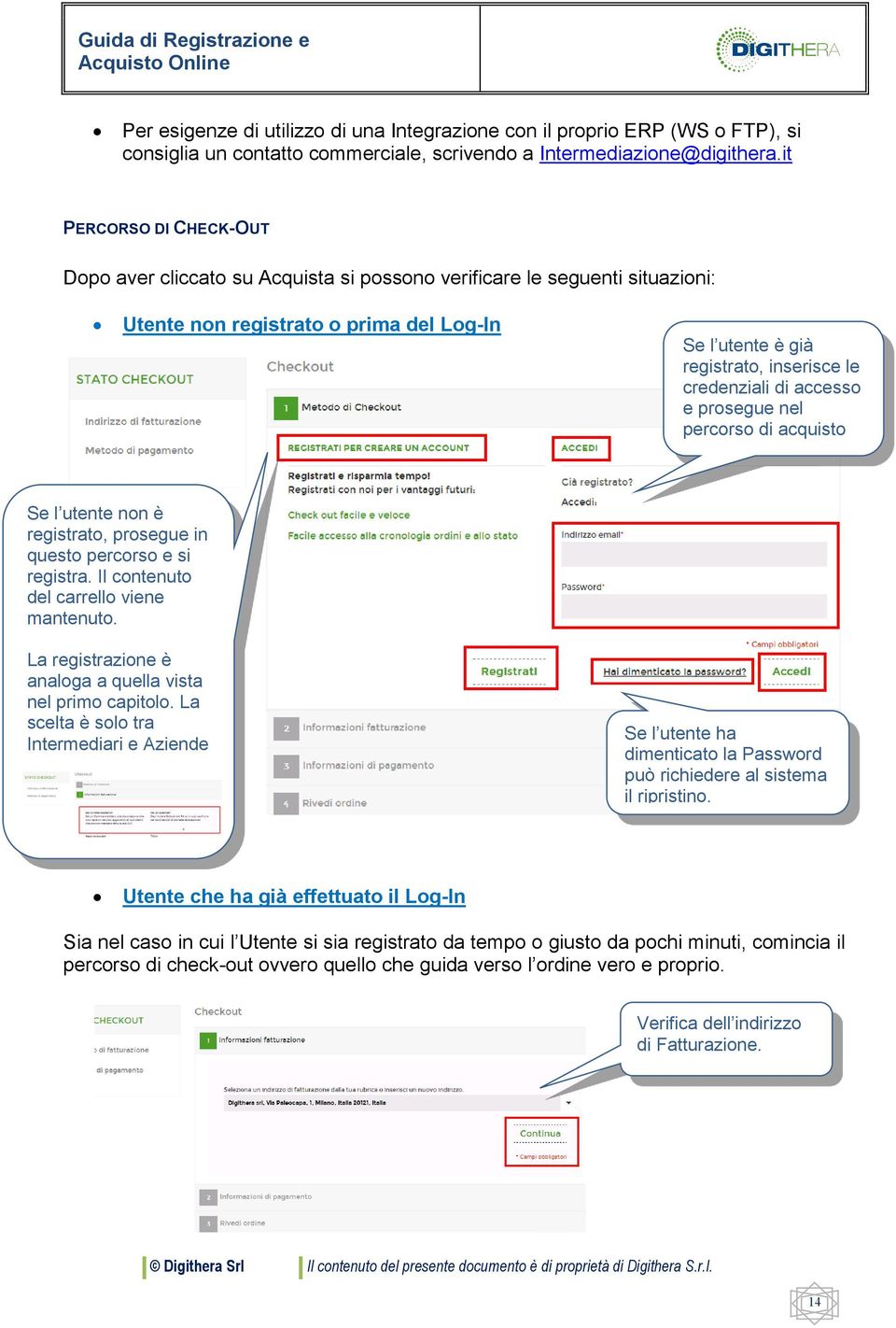 di accesso e prosegue nel percorso di acquisto Se l utente non è registrato, prosegue in questo percorso e si registra. Il contenuto del carrello viene mantenuto.