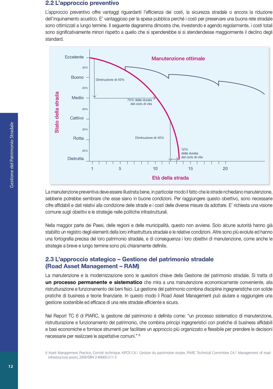 Il seguente diagramma dimostra che, investendo e agendo regolarmente, i costi totali sono significativamente minori rispetto a quello che si spenderebbe si si atendendesse maggiormente il declino