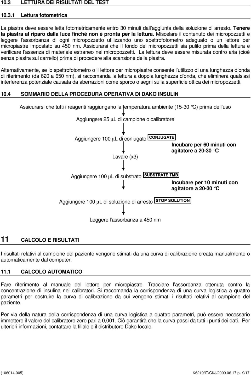 Miscelare il contenuto dei micropozzetti e leggere l assorbanza di ogni micropozzetto utilizzando uno spettrofotometro adeguato o un lettore per micropiastre impostato su 450 nm.