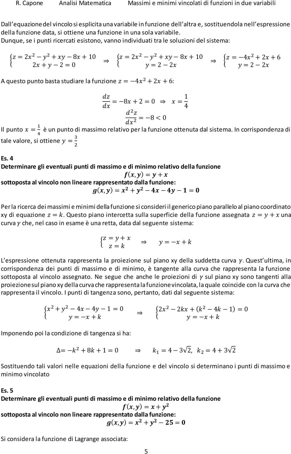 funzione ottenuta dal sistema. In corrispondenza di Es.