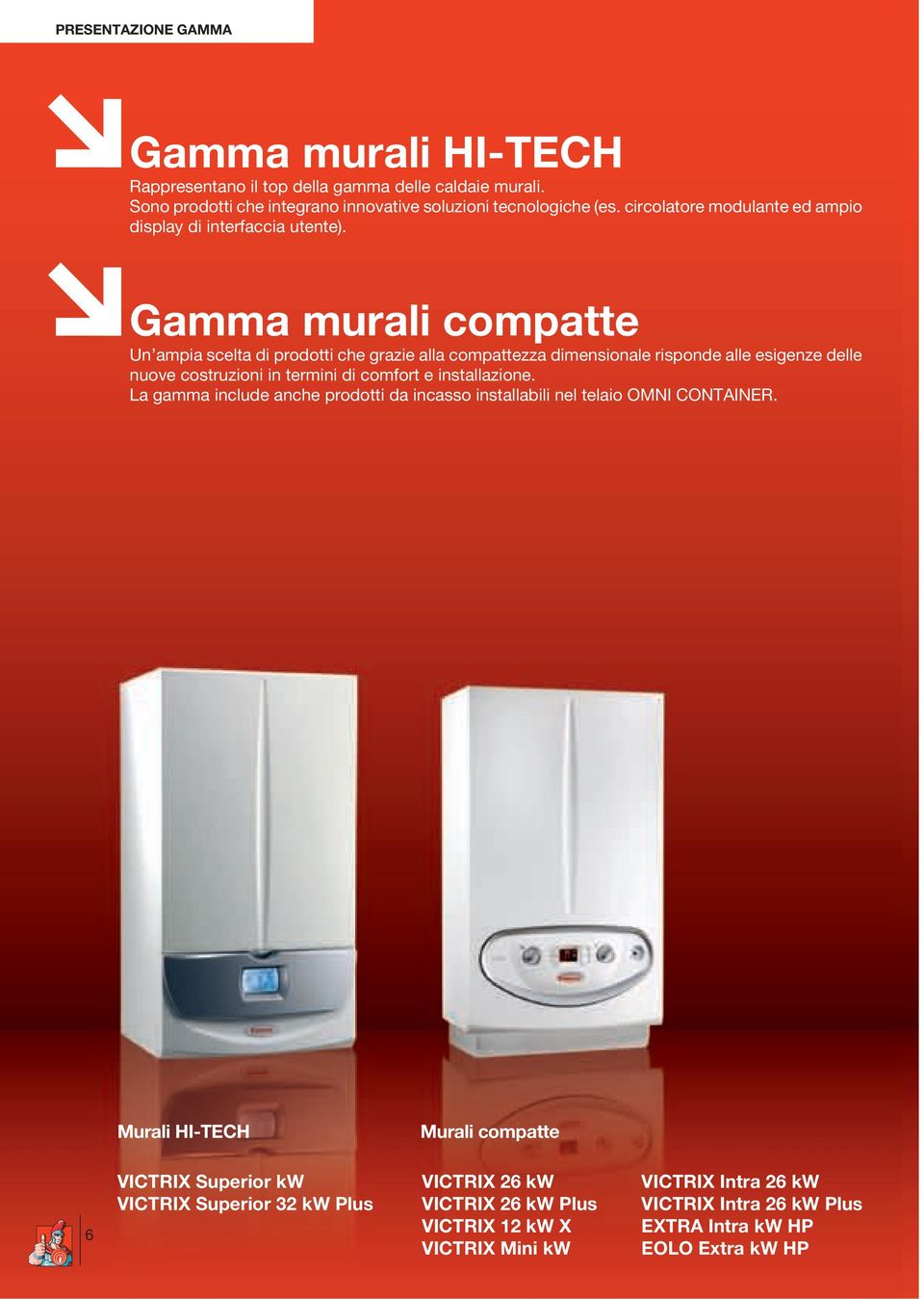 Gamma murali compatte Un ampia scelta di prodotti che grazie alla compattezza dimensionale risponde alle esigenze delle nuove costruzioni in termini di comfort e installazione.